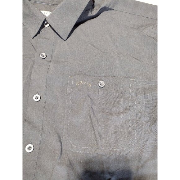 Orvis Men's Short Sleeve Performance Tech Shirt L‎ Navy Blue Button Down - Picture 4 of 8